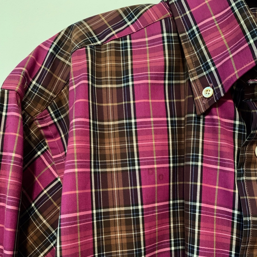 Burberry London Fuchsia Plaid Cotton Shirt